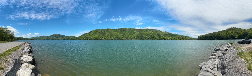 Family afternoon on the swim beach at Watauga Lake